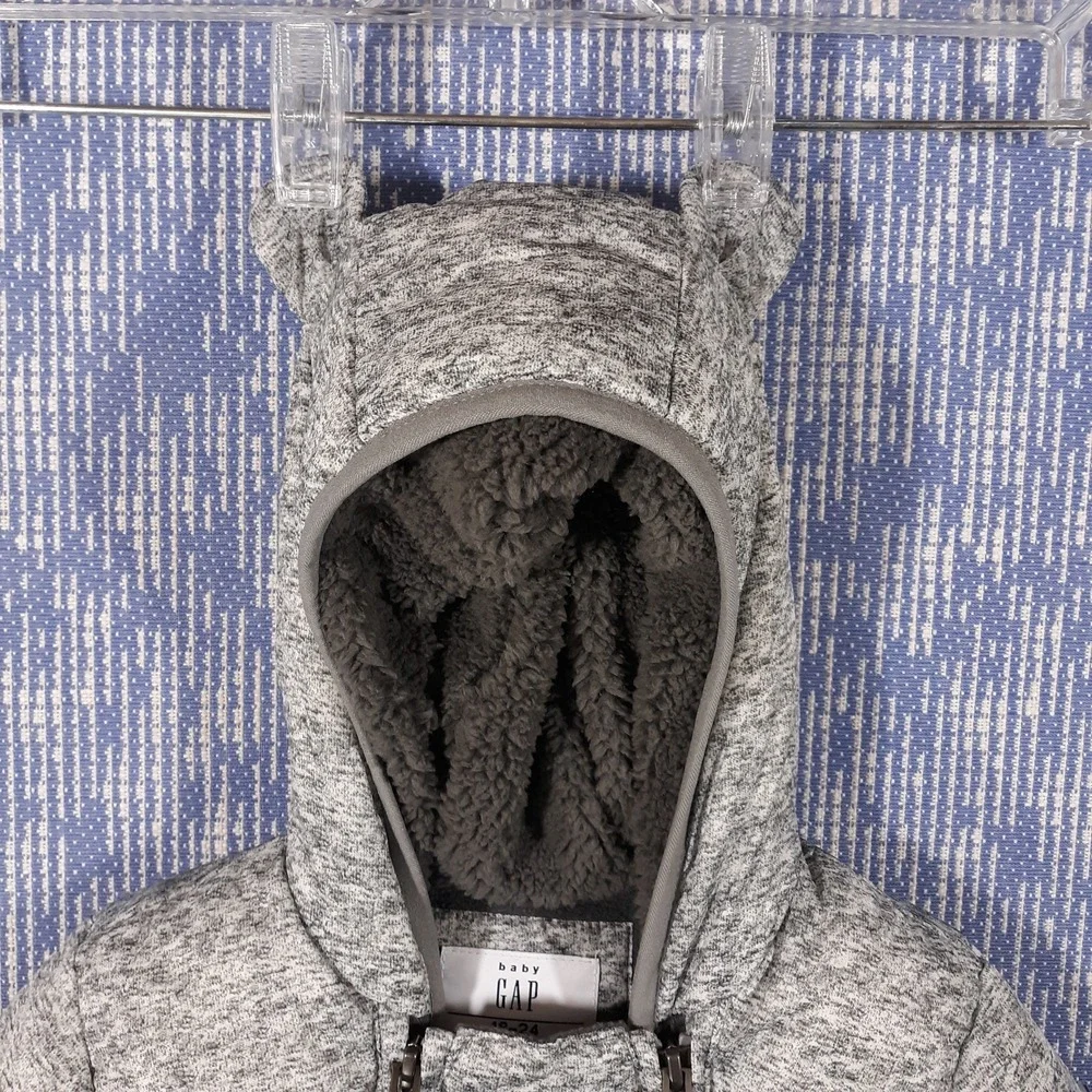 Baby GAP ColdControl Ultra Max Primaloft Hooded Bear Ear Snowsuit Gray 18-24M
